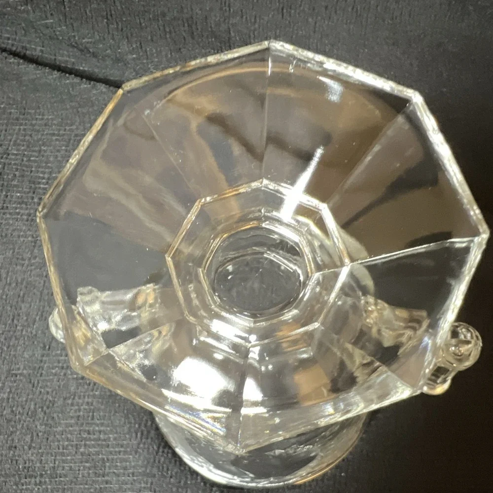 Vintage Jeanette Glass Baltimore Pear Clear Footed Sugar Bowl Double Handled